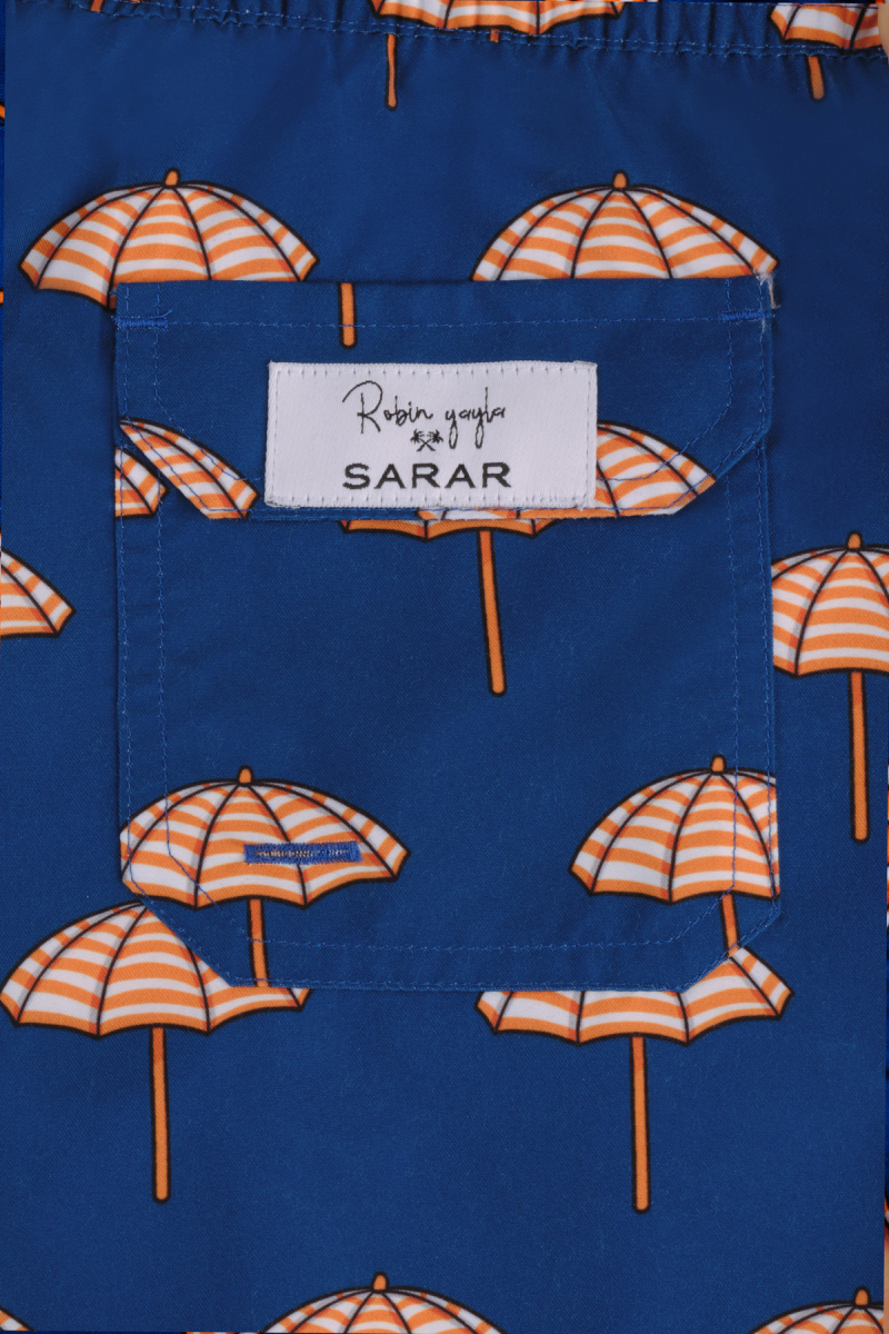 Pollsum Şemsiye Desenli Koyu Mavi Şort - 4