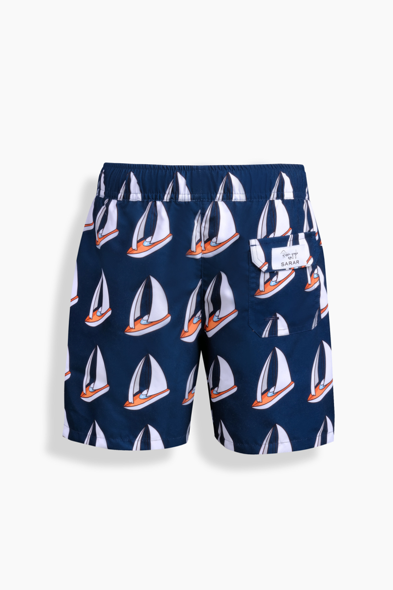 Pollsum Yelken Desenli Koyu Lacivert Çocuk Şort - 2