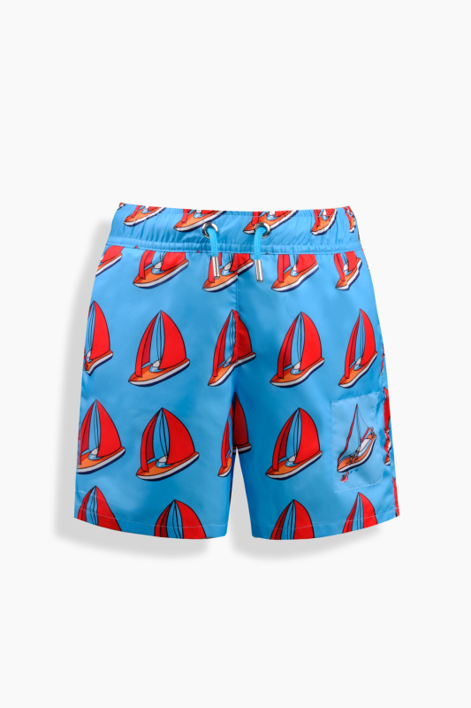 Pollsum Yelken Desenli Mavi Çocuk Şort - SARAR