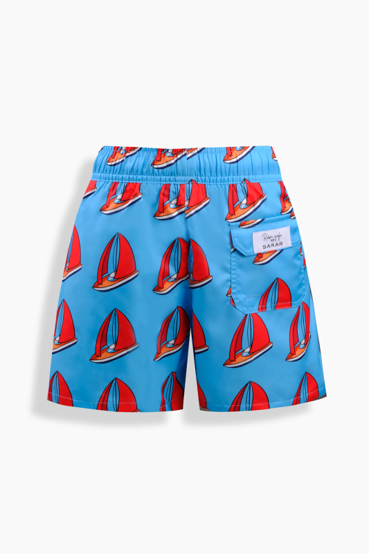 Pollsum Yelken Desenli Mavi Çocuk Şort - SARAR