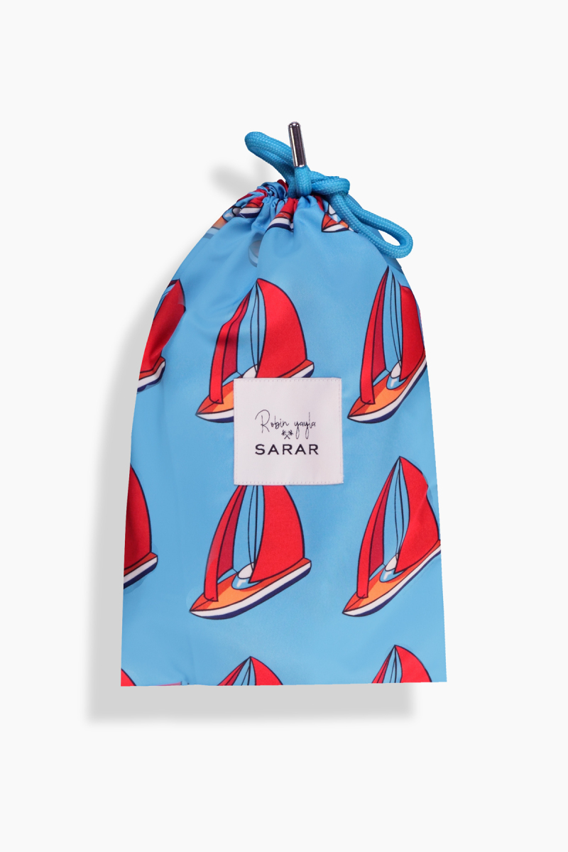 Pollsum Yelken Desenli Mavi Çocuk Şort - 5