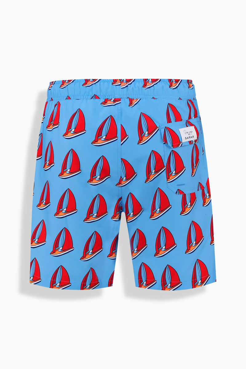 Pollsum Yelken Desenli Mavi Şort - 2