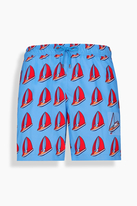 Pollsum Yelken Desenli Mavi Şort - SARAR