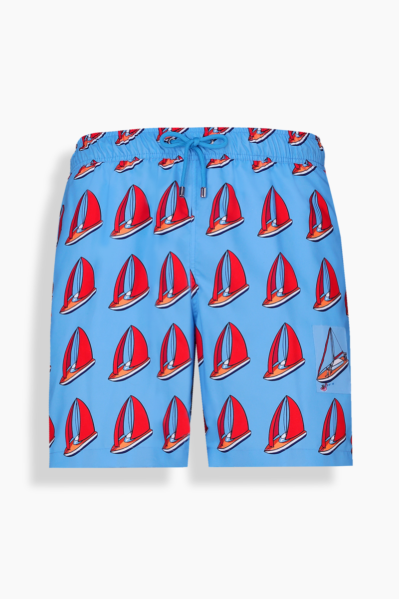 Pollsum Yelken Desenli Mavi Şort - 1