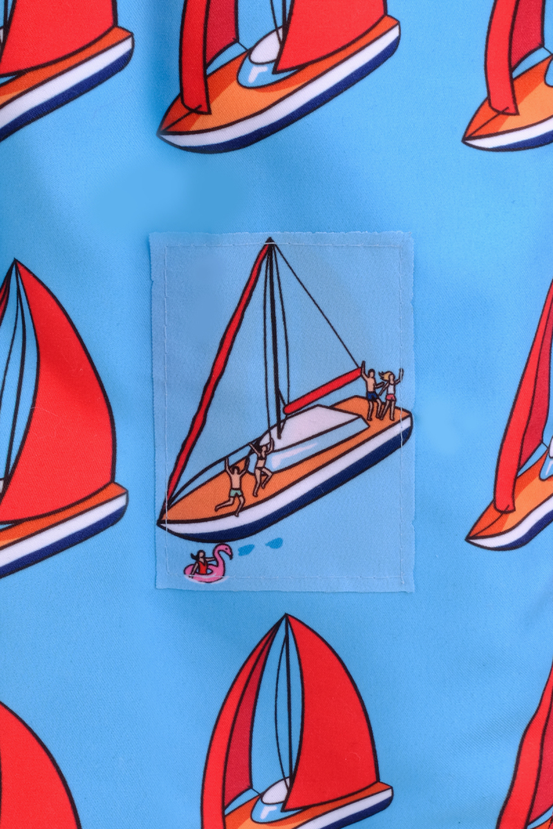 Pollsum Yelken Desenli Mavi Şort - 4