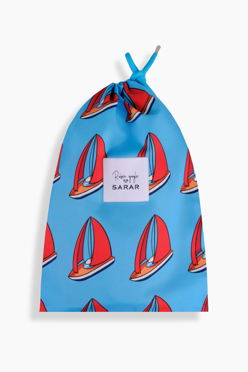 Pollsum Yelken Desenli Mavi Şort - 5