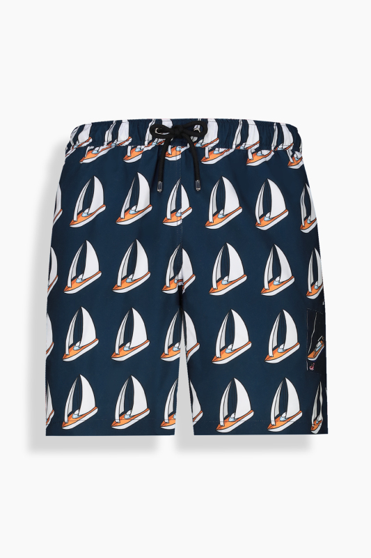 Pollsum Yelken Desenli Koyu Lacivert Şort - SARAR