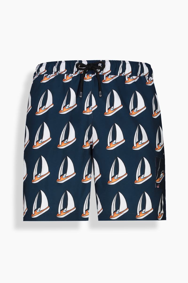 Pollsum Yelken Desenli Koyu Lacivert Şort - 1