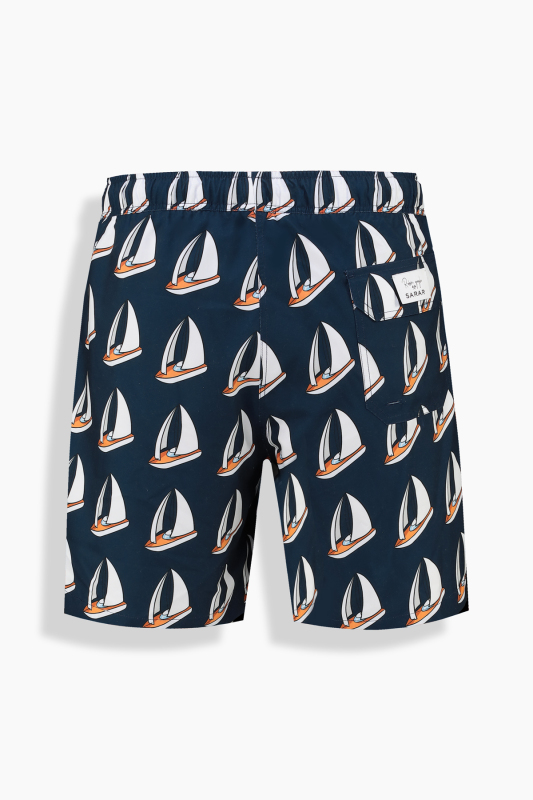 Pollsum Yelken Desenli Koyu Lacivert Şort - SARAR