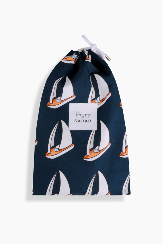 Pollsum Yelken Desenli Koyu Lacivert Şort - SARAR