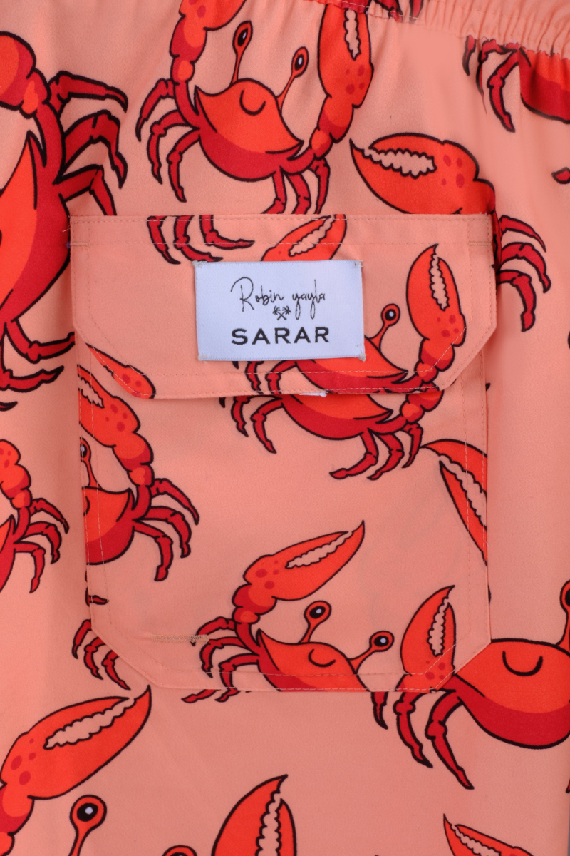 Pollsum Yengeç Desenli Somon Şort - 3