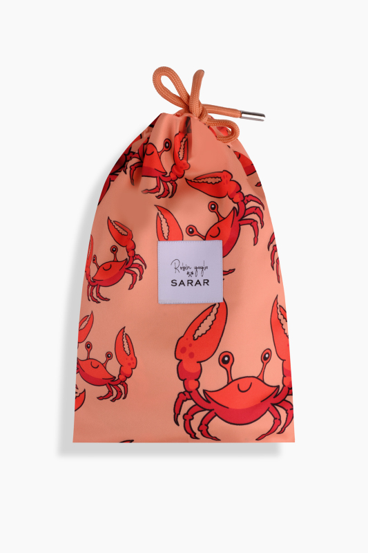 Pollsum Yengeç Desenli Somon Şort - SARAR