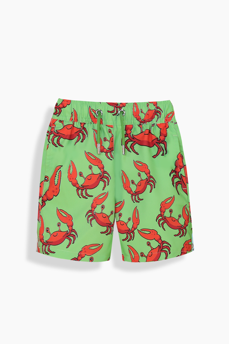 Pollsum Yengeç Desenli Yeşil Çocuk Şort - 1