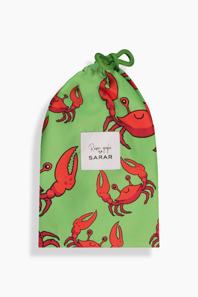 Pollsum Yengeç Desenli Yeşil Çocuk Şort - 4