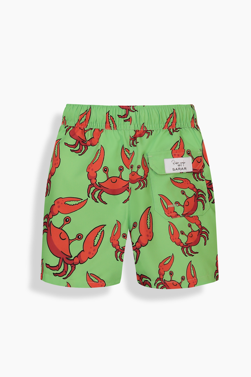 Pollsum Yengeç Desenli Yeşil Çocuk Şort - 2