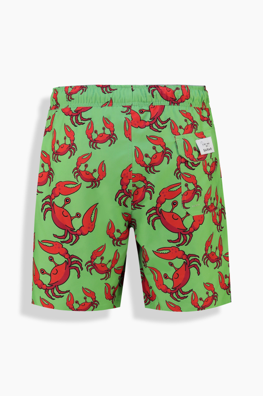 Pollsum Yengeç Desenli Yeşil Şort - SARAR