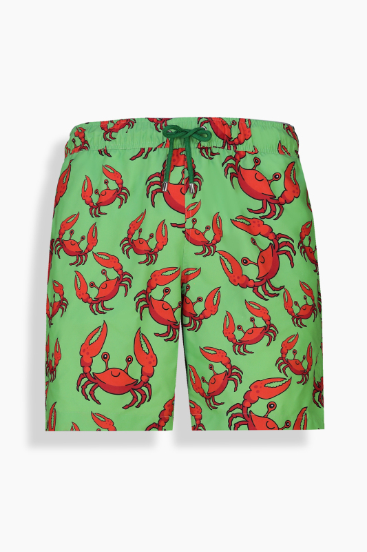 Pollsum Yengeç Desenli Yeşil Şort - SARAR