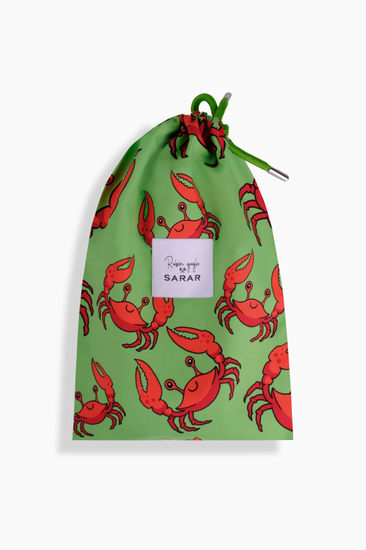 Pollsum Yengeç Desenli Yeşil Şort - SARAR