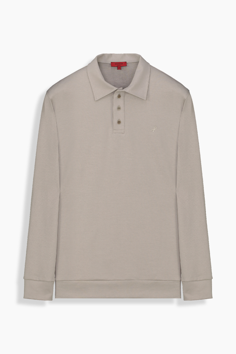 Polo Yaka Açık Bej Sweatshirt - 1