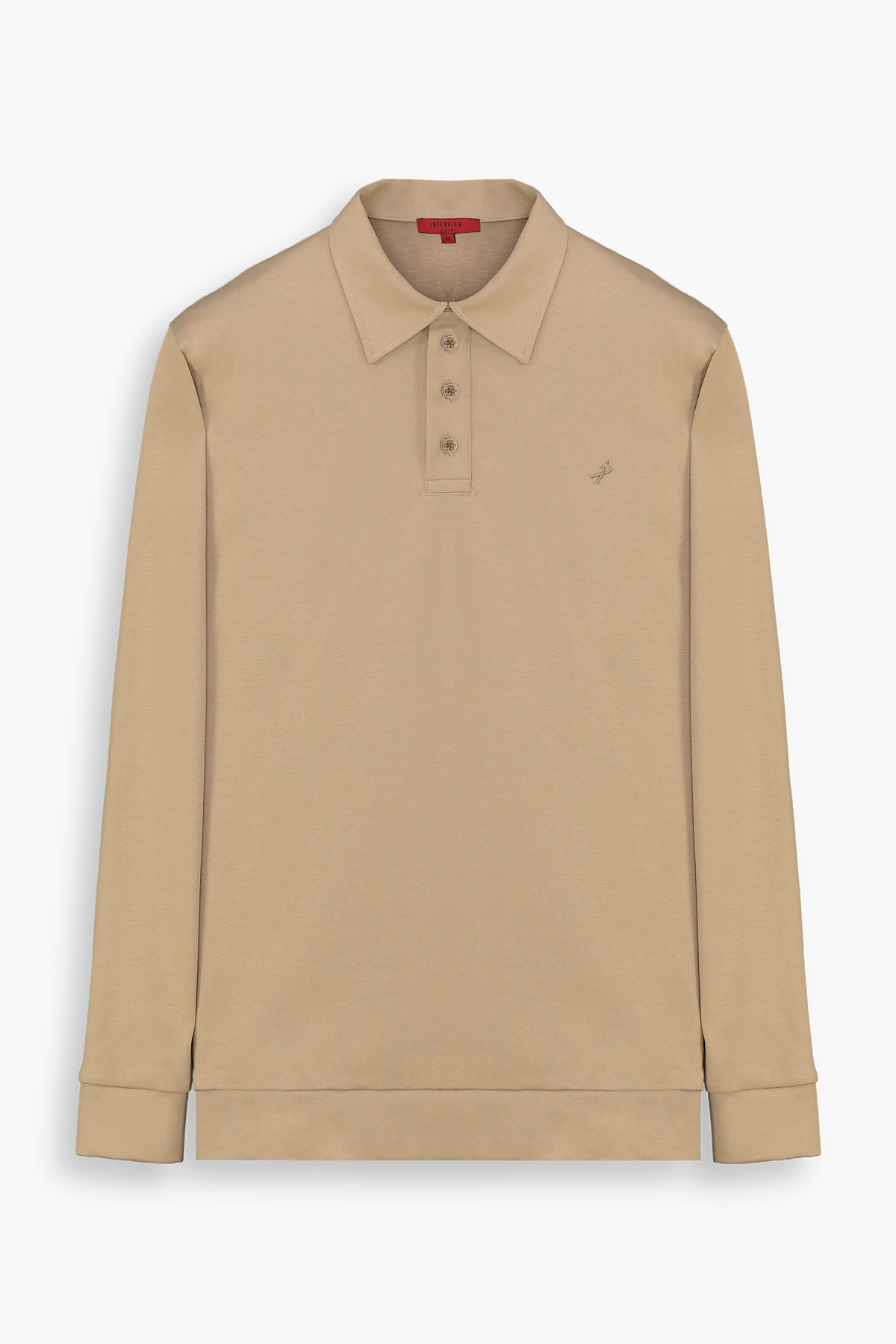 Polo Yaka Açık Kahverengi Sweatshirt
