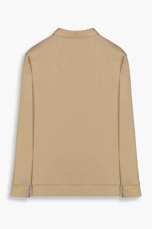 Polo Yaka Açık Kahverengi Sweatshirt - INTERVIEW (1)
