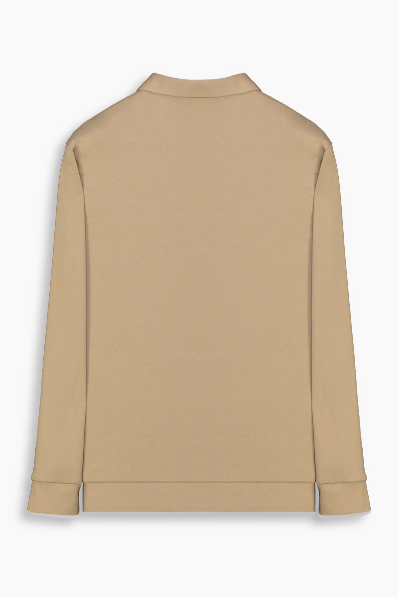 Polo Yaka Açık Kahverengi Sweatshirt - 2
