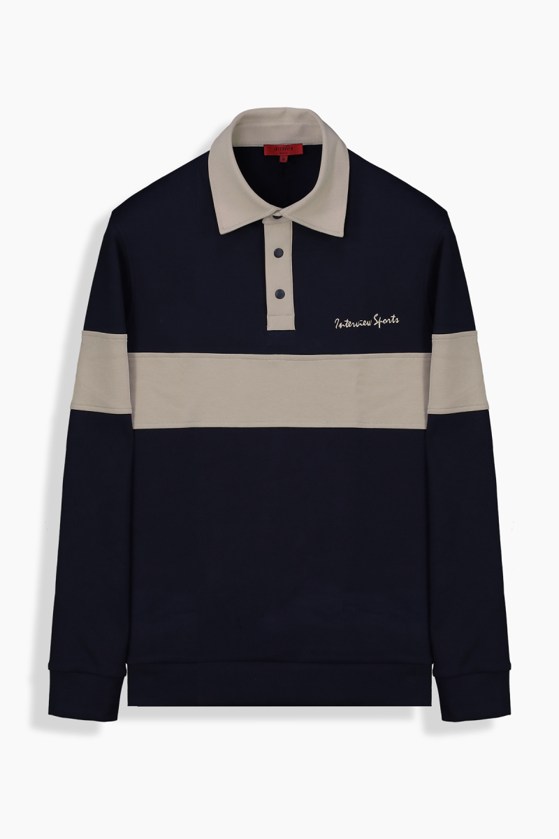 Polo Yaka Açık Lacivert Sweatshirt - 2