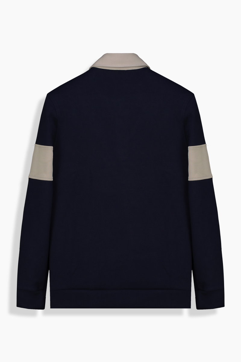 Polo Yaka Açık Lacivert Sweatshirt - 3