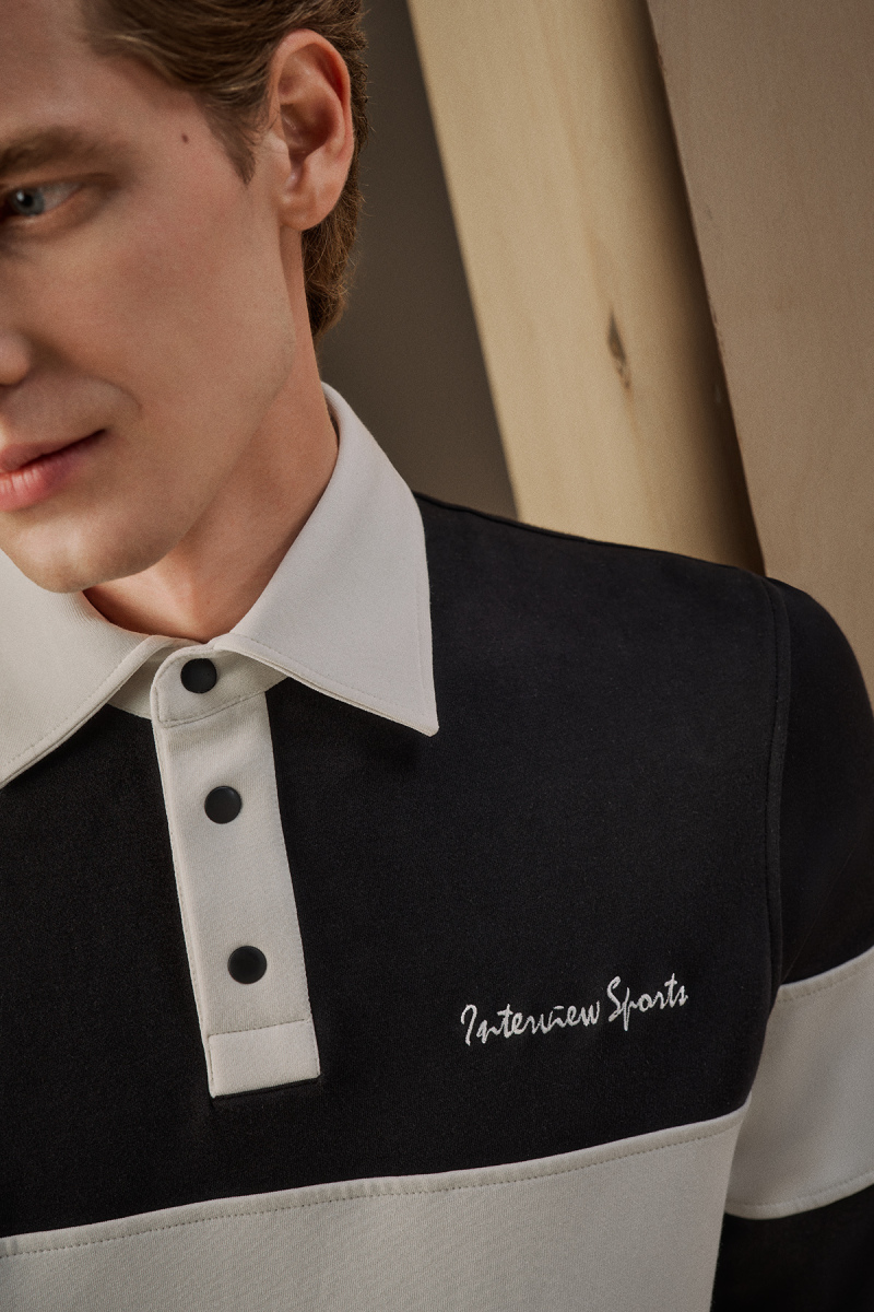 Polo Yaka Açık Lacivert Sweatshirt - 1