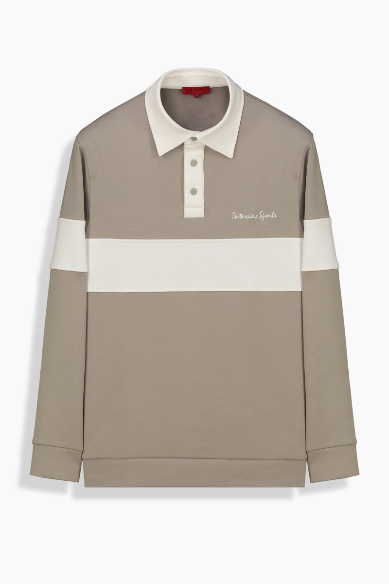 Polo Yaka Bej Sweatshirt - 1