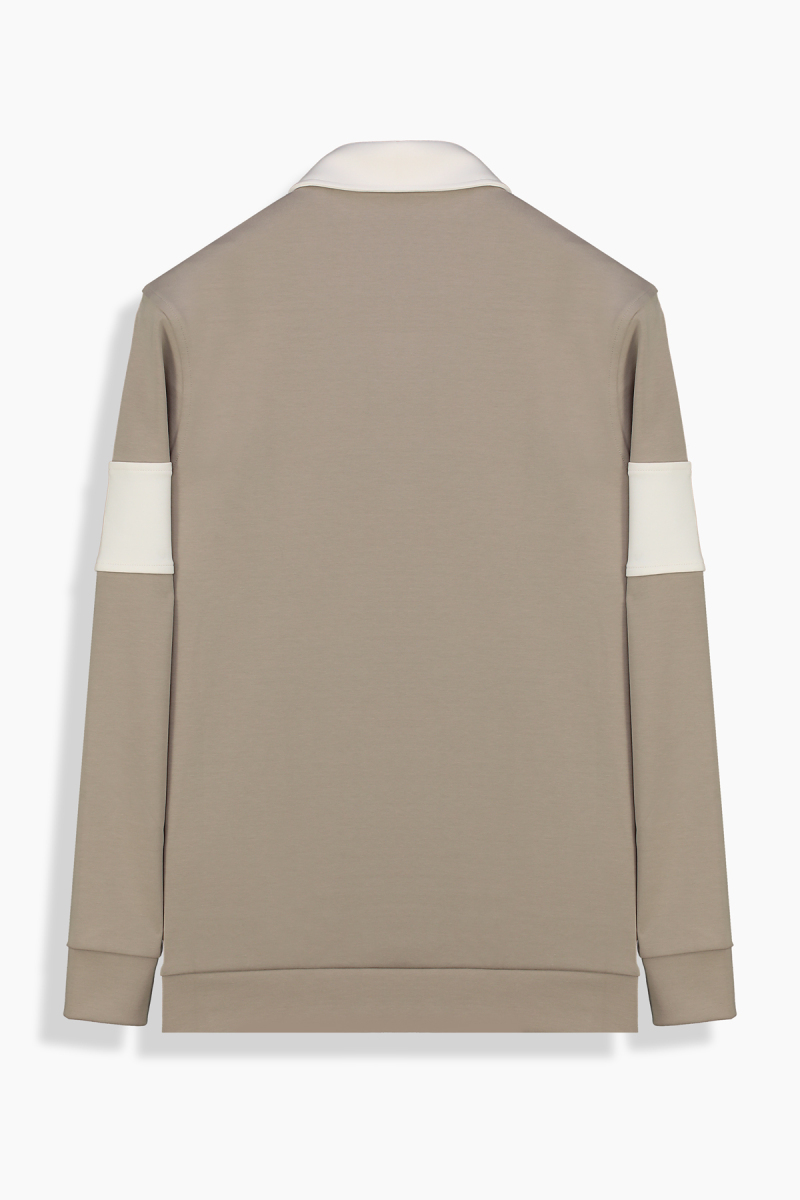 Polo Yaka Bej Sweatshirt - 2