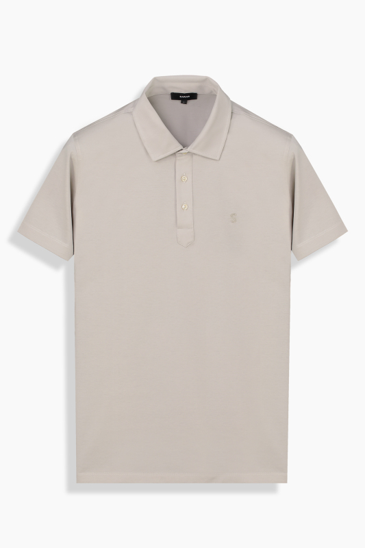 Polo Yaka Pamuklu Bej Tişört - SARAR