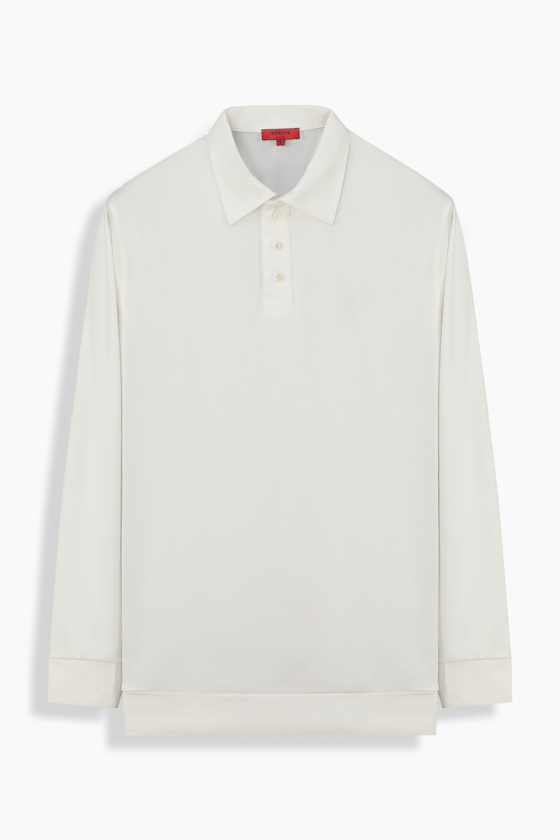 Polo Yaka Beyaz Sweatshirt - 1