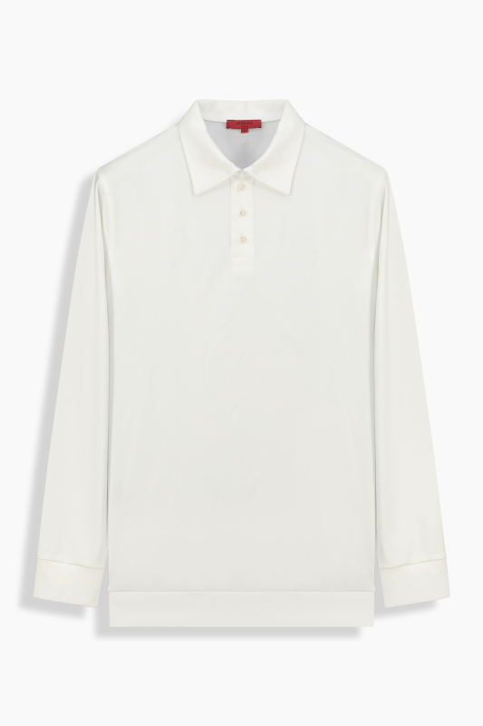 Polo Yaka Beyaz Sweatshirt 