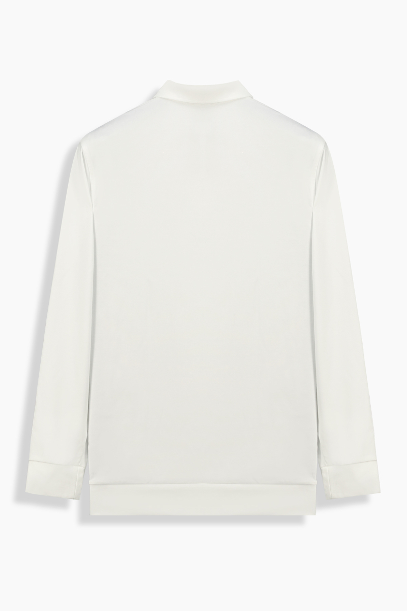 Polo Yaka Beyaz Sweatshirt - 2