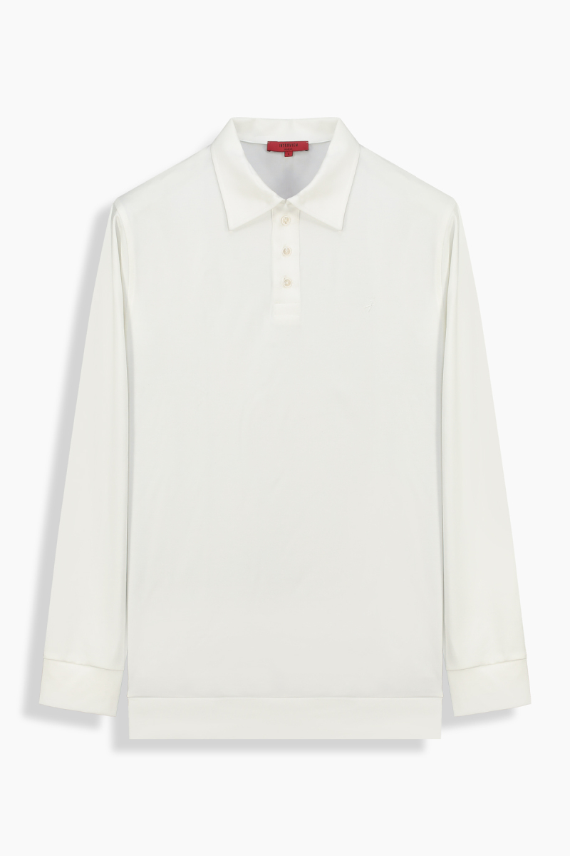 Polo Yaka Beyaz Sweatshirt - 1