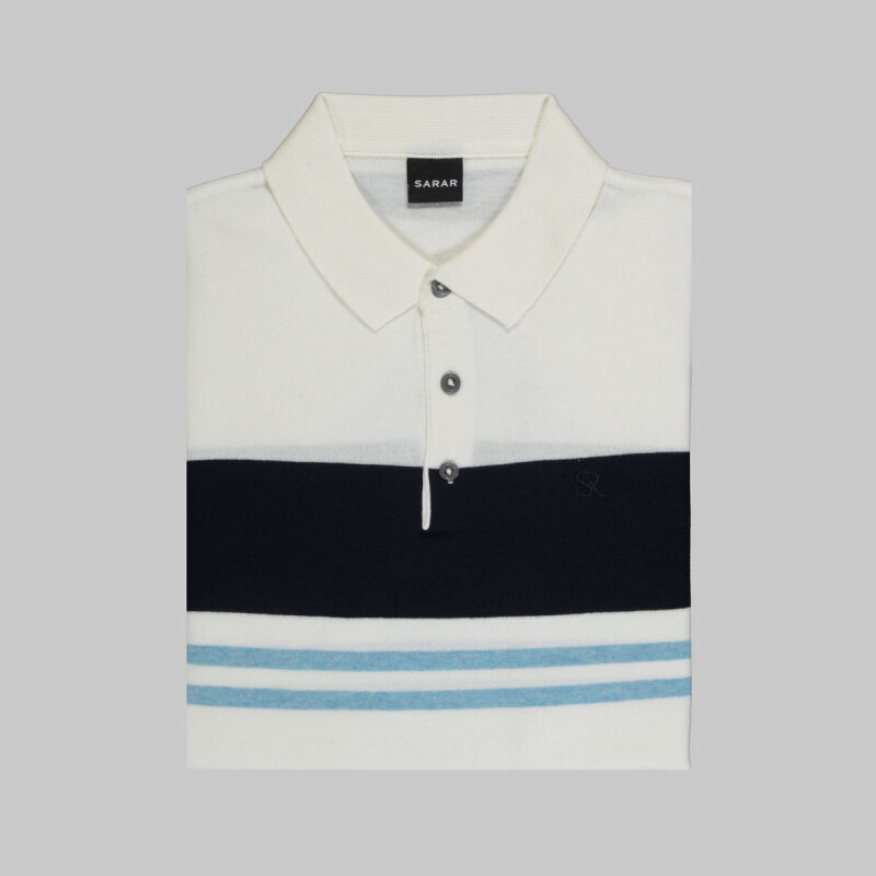 Polo Yaka Pamuklu Beyaz Tişört - SARAR