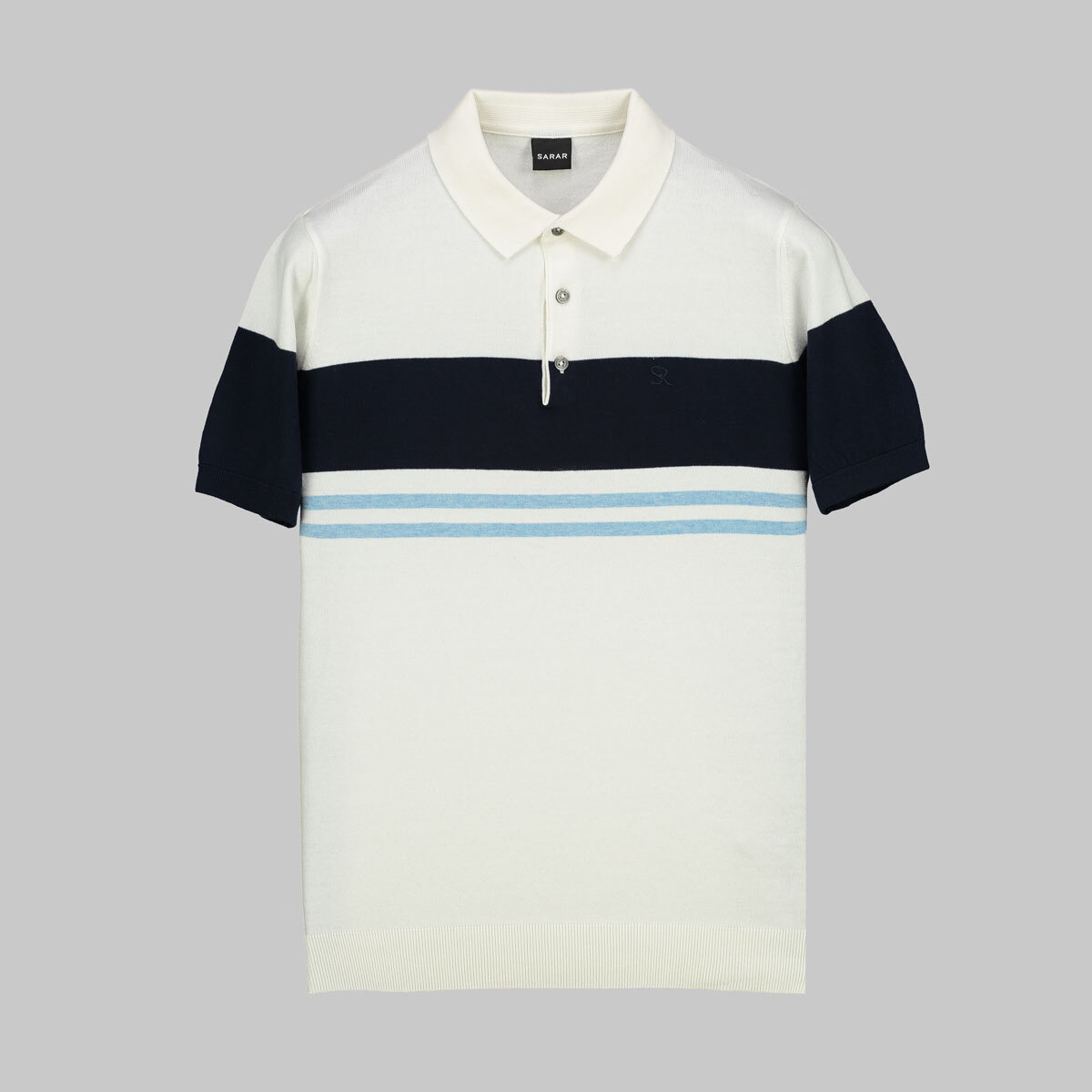 Polo Yaka Pamuklu Beyaz Tişört - 1