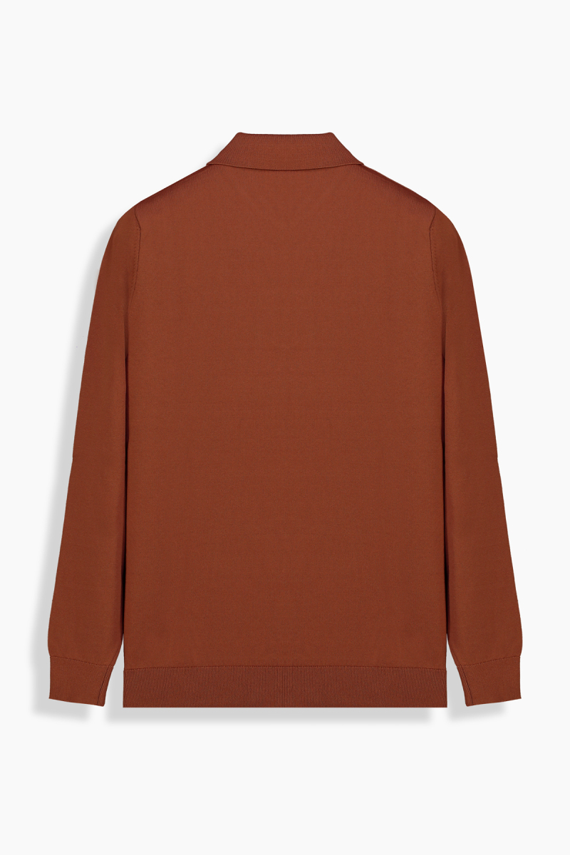 Polo Yaka Fermuarlı Kiremit Triko - 2