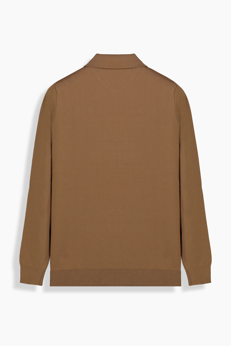 Polo Yaka Fermuarlı Mocha Triko - 2