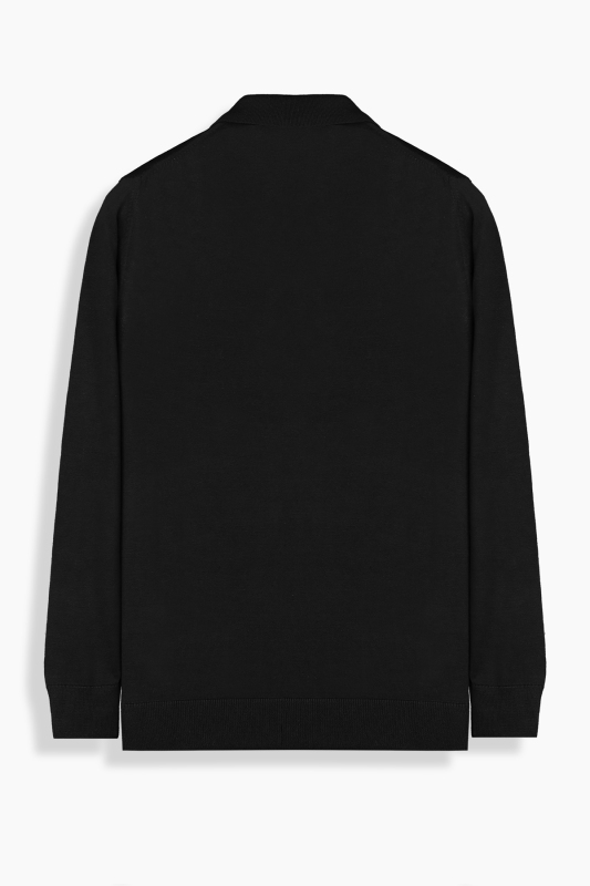 Polo Yaka Fermuarlı Siyah Triko - SARAR