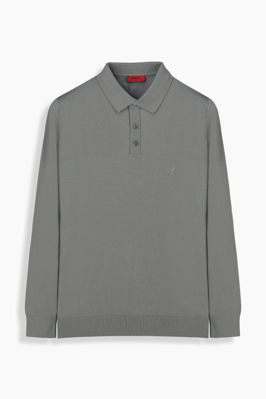 Polo Yaka Gri Triko 