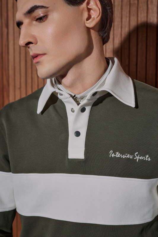 Polo Yaka Haki Sweatshirt - INTERVIEW