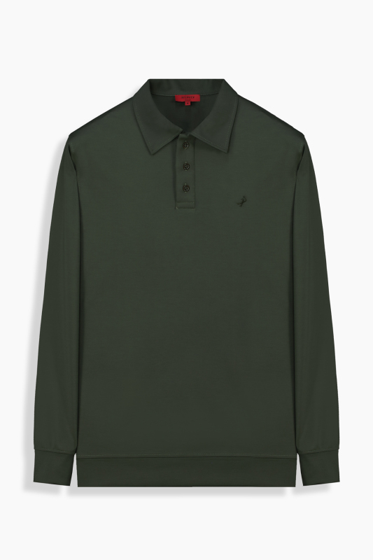 Polo Yaka Haki Sweatshirt - INTERVIEW