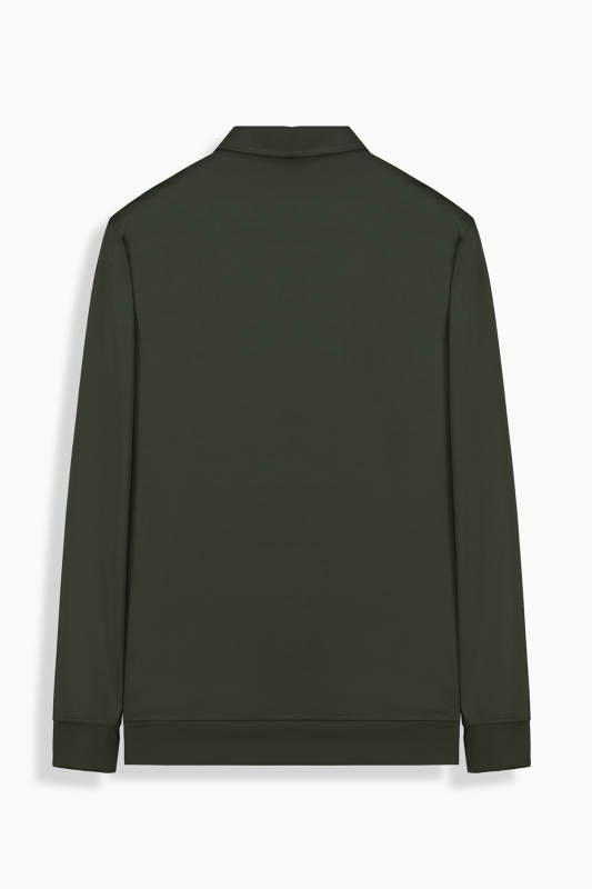 Polo Yaka Haki Sweatshirt - INTERVIEW