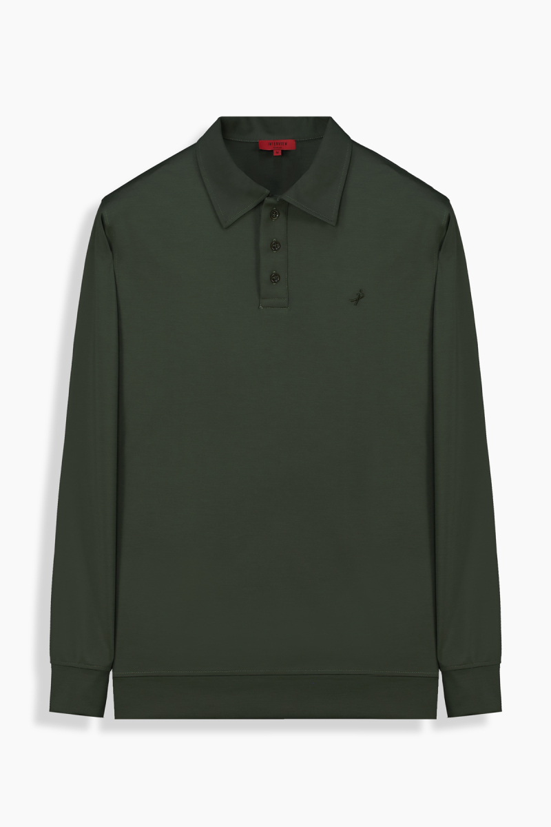 Polo Yaka Haki Sweatshirt - 1