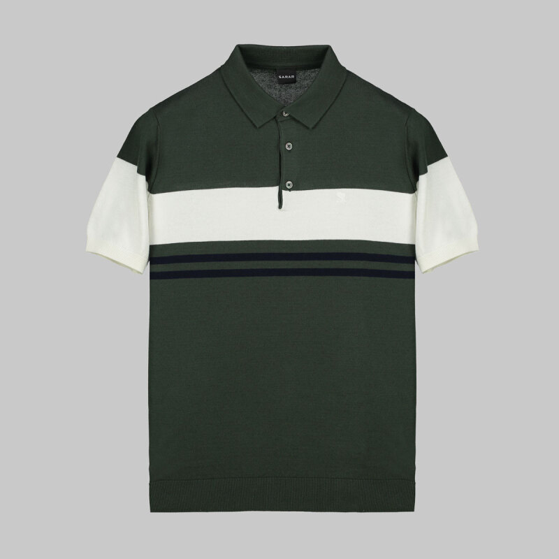 Polo Yaka Pamuklu Haki Tişört 