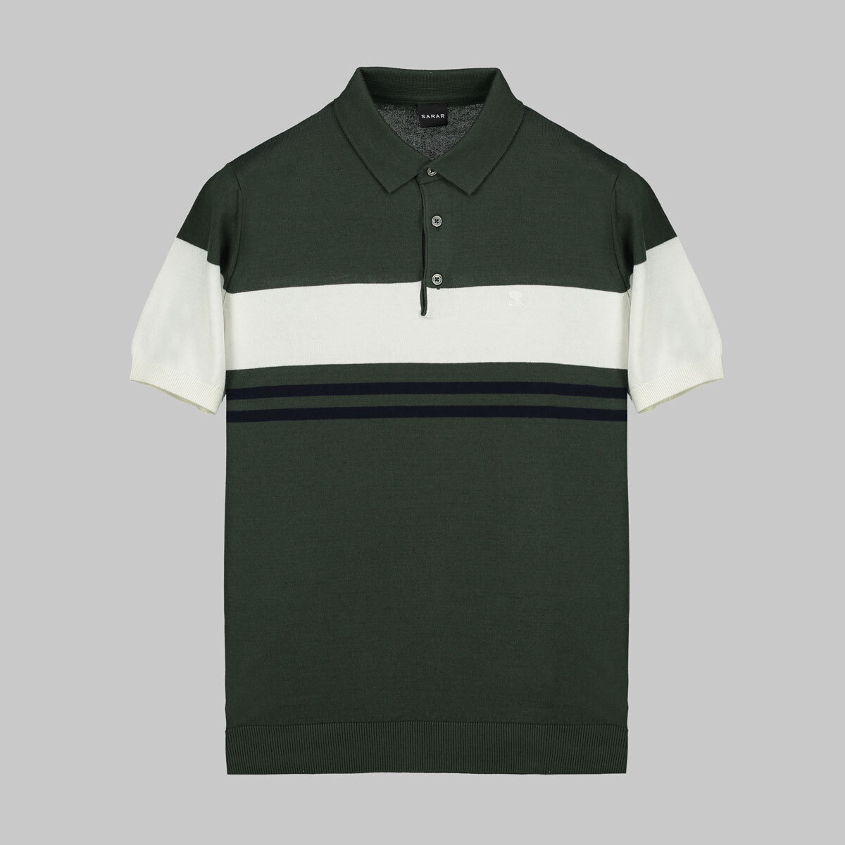 Polo Yaka Pamuklu Haki Tişört - 1