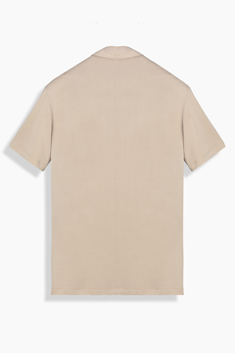 Polo Yaka Kısa Kol Bej Tişört - 3
