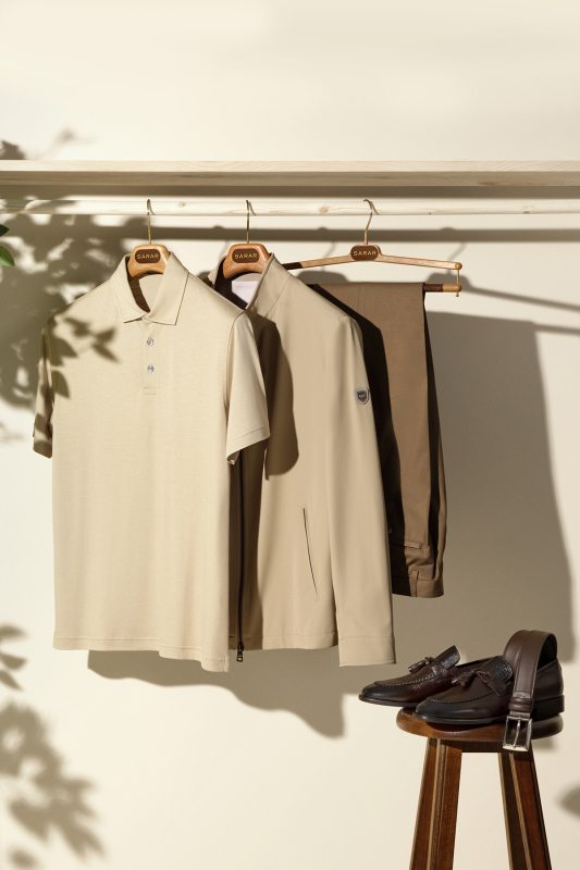 Polo Yaka Kısa Kol Bej Tişört 